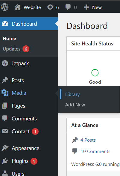 how to locate media library button in wordpress dashboard