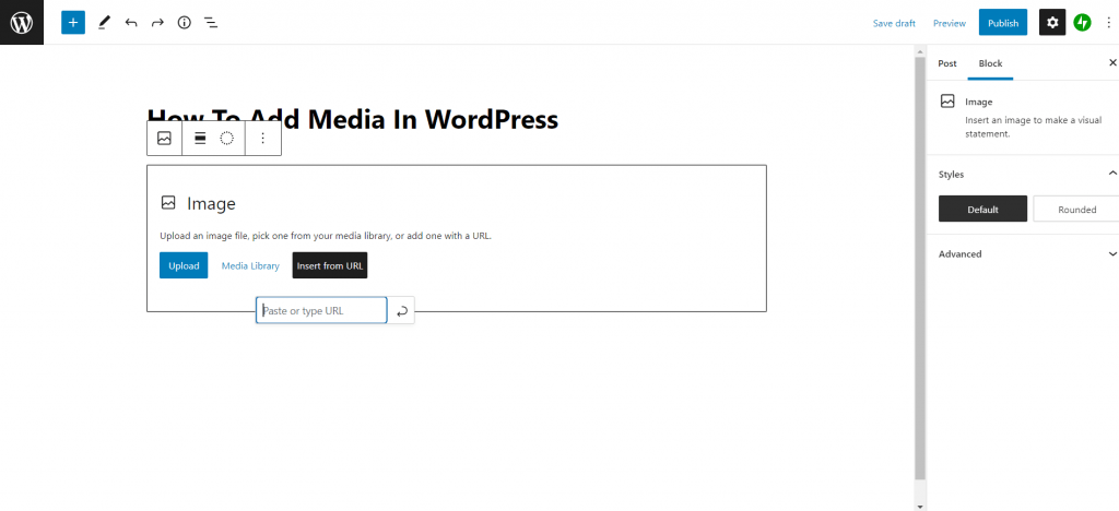 copy and paste url of an image to display it in your wordpress post or page