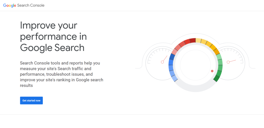 google search console main page