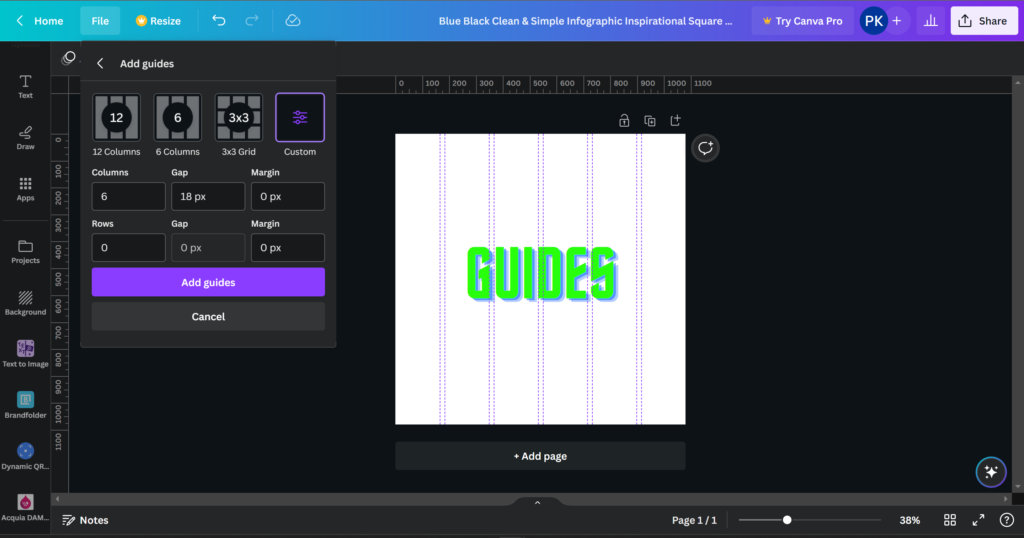 custom layout guides in canva