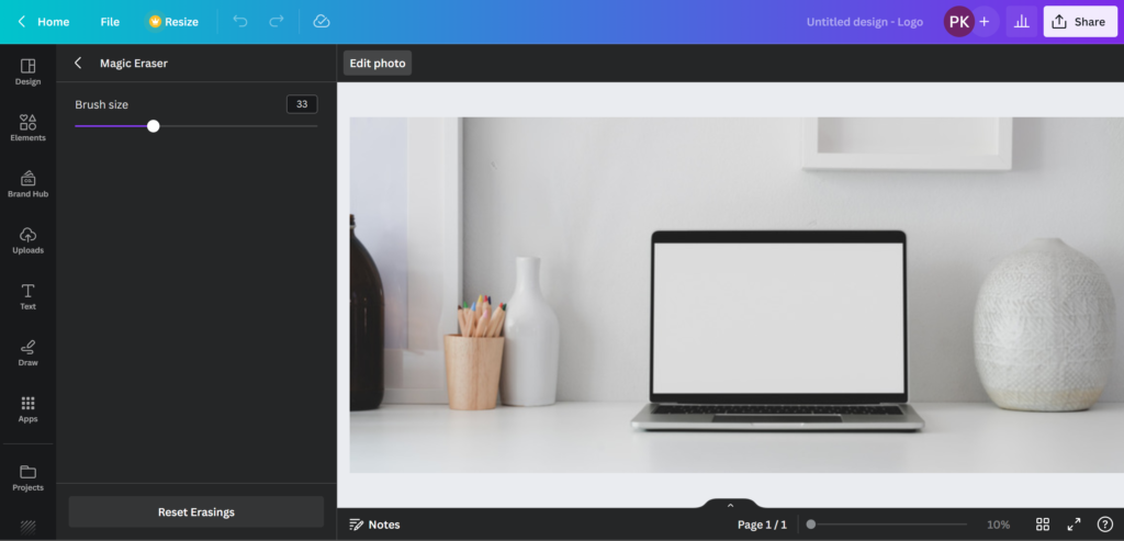 magic eraser tool in canva result