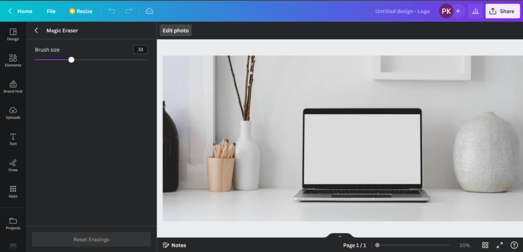 magic eraser tool  in canva before