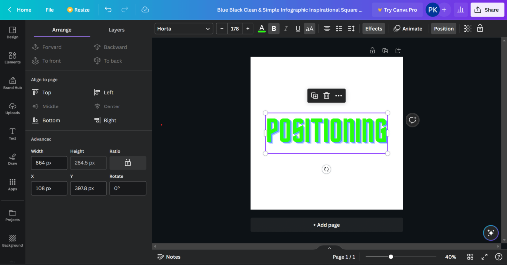 positioning in canva 2023