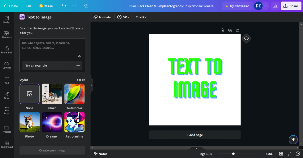 text to image in canva 2023