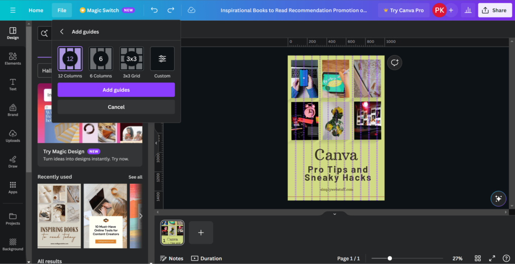 canva guides and rulers